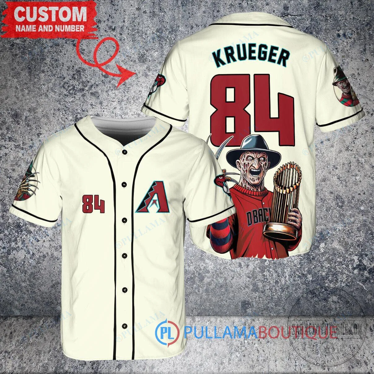 Freddy Krueger Arizona Diamondbacks Baseball Jersey Custom Name Number