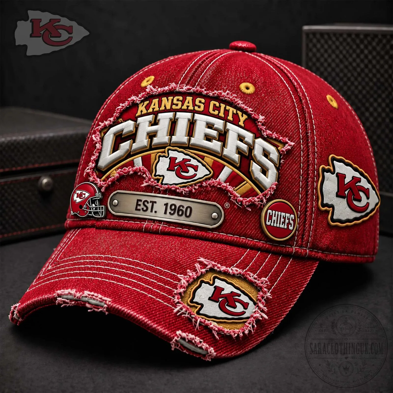 Kansas City Chiefs Distressed Red Football Team Cap Hat