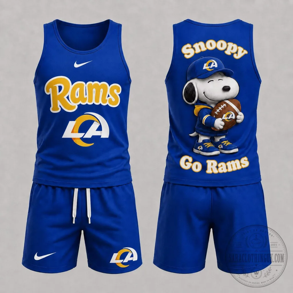 Los Angeles Rams Snoopy Game Day Unisex Tank Top and Shorts Set Los Angeles Rams Snoopy Game Day Unisex Tank Top and Shorts Set