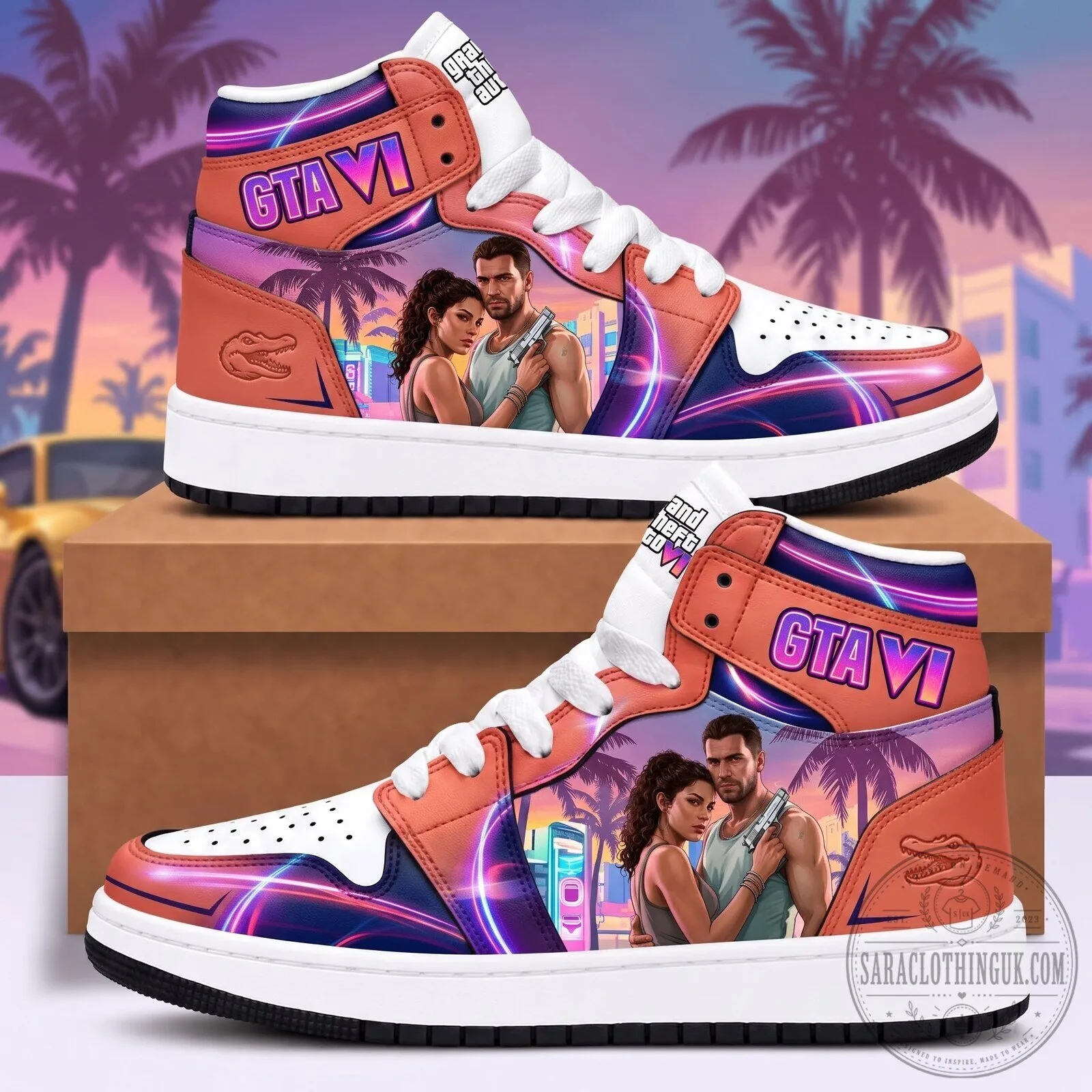 Grand Theft Auto VI High Top Sneakers, Lucia Jason Vice City Video Game Shoes 10 Grand Theft Auto VI High Top Sneakers, Lucia Jason Vice City Video Game Shoes