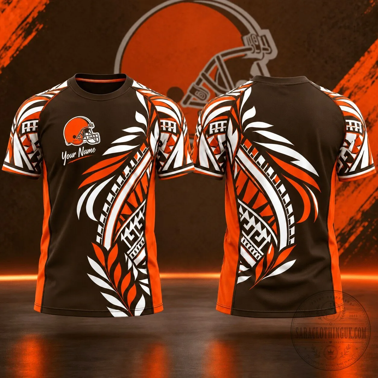 Cleveland Browns NFL Football Tribal Graphic Custom Name T-Shirt