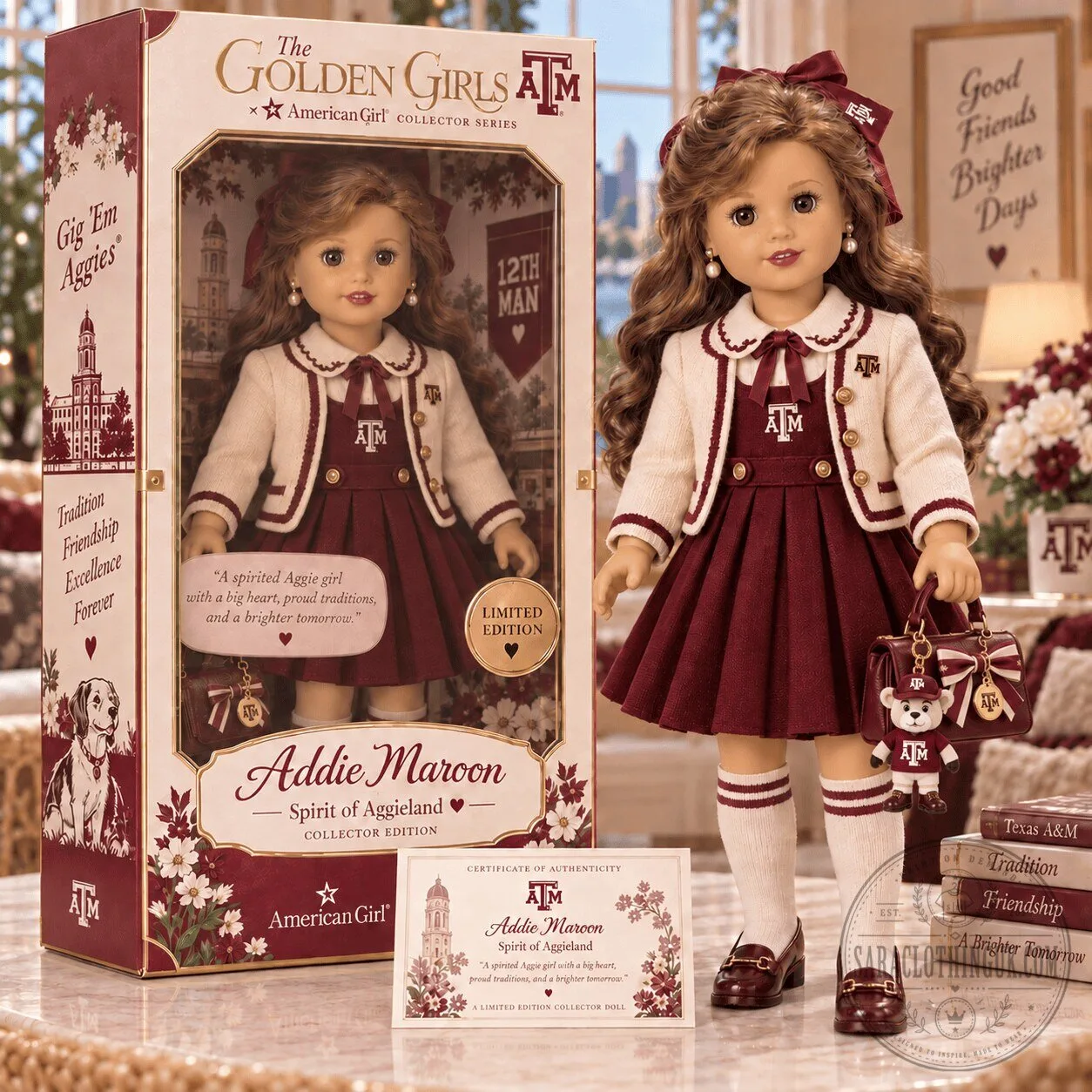 American Girl Texas A&M Addie Maroon Spirit of Aggieland Collector Doll