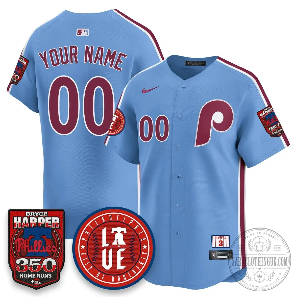 Bryce Harper Philadelphia Phillies 350 Home Runs Baseball Jersey 12 Bryce Harper Philadelphia Phillies 350 Home Runs Baseball Jersey