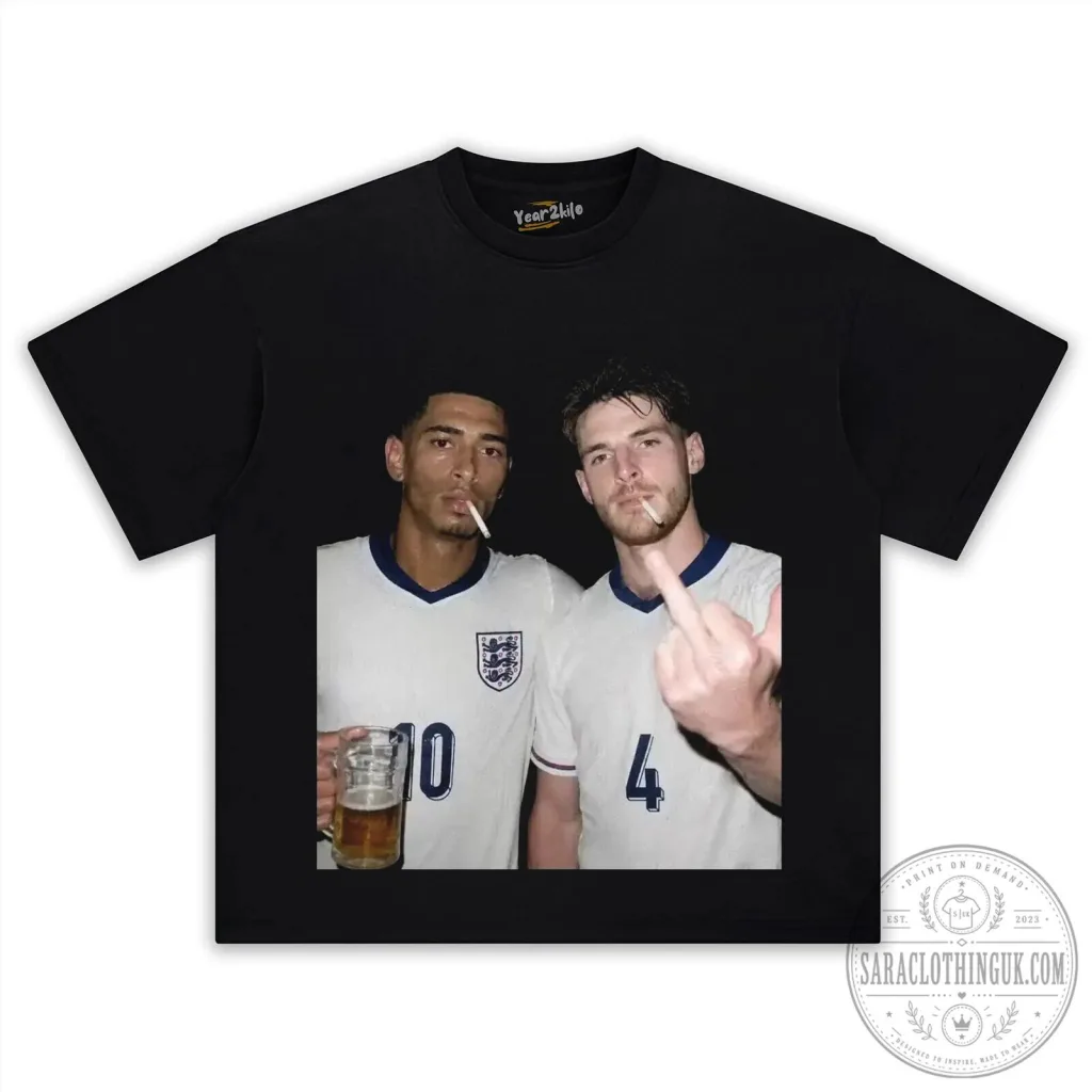Jude Bellingham and Declan Rice England Football Team T-Shirt Jude Bellingham and Declan Rice England Football Team T-Shirt