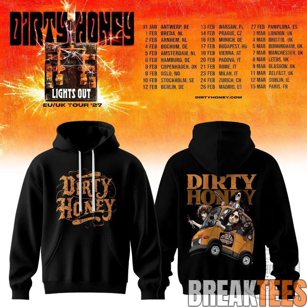 Dirty Honey Lights Out EU UK Tour 2027 Concert Hoodie