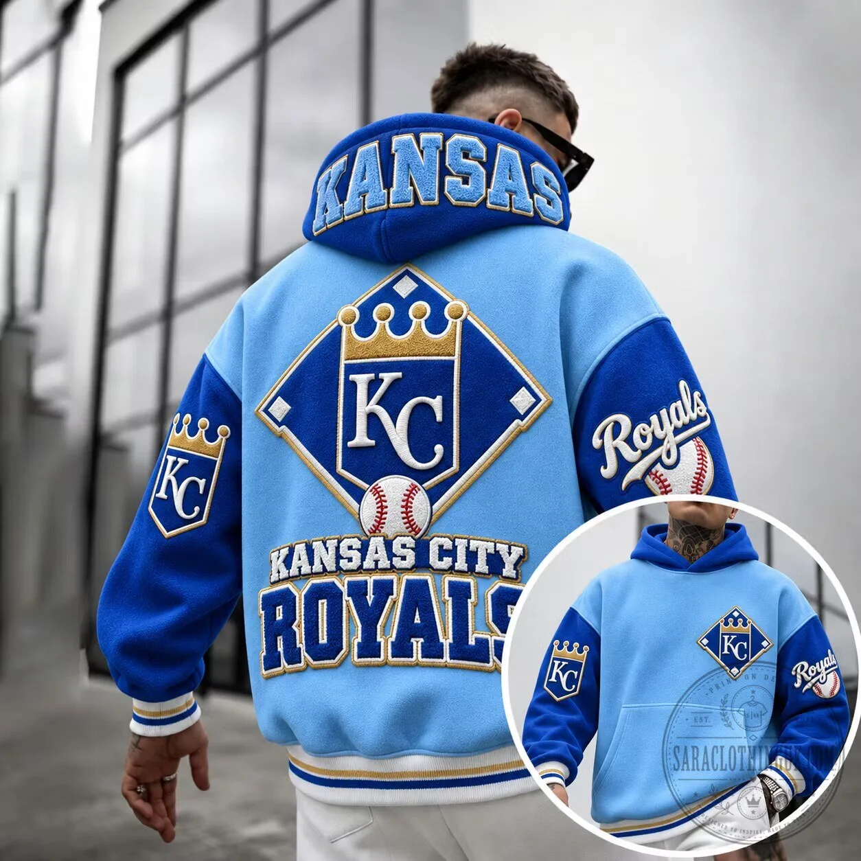 Kansas City Royals Baseball Team Embroidered Logo Hoodie
