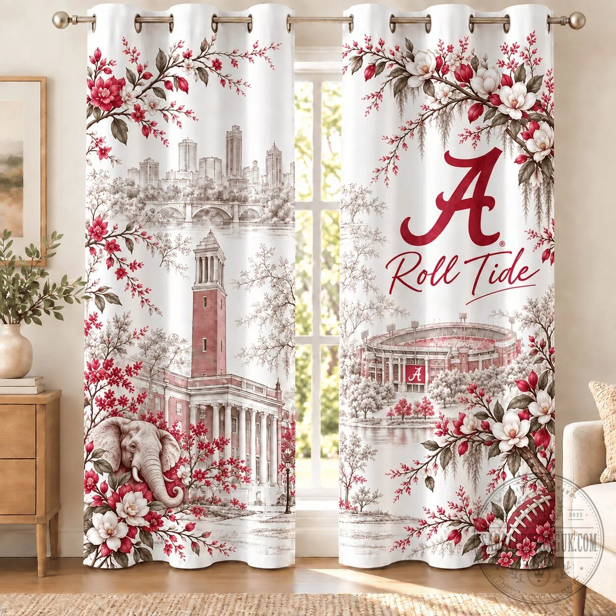 Alabama Crimson Tide Roll Tide College Football Fan Room Decor Curtains