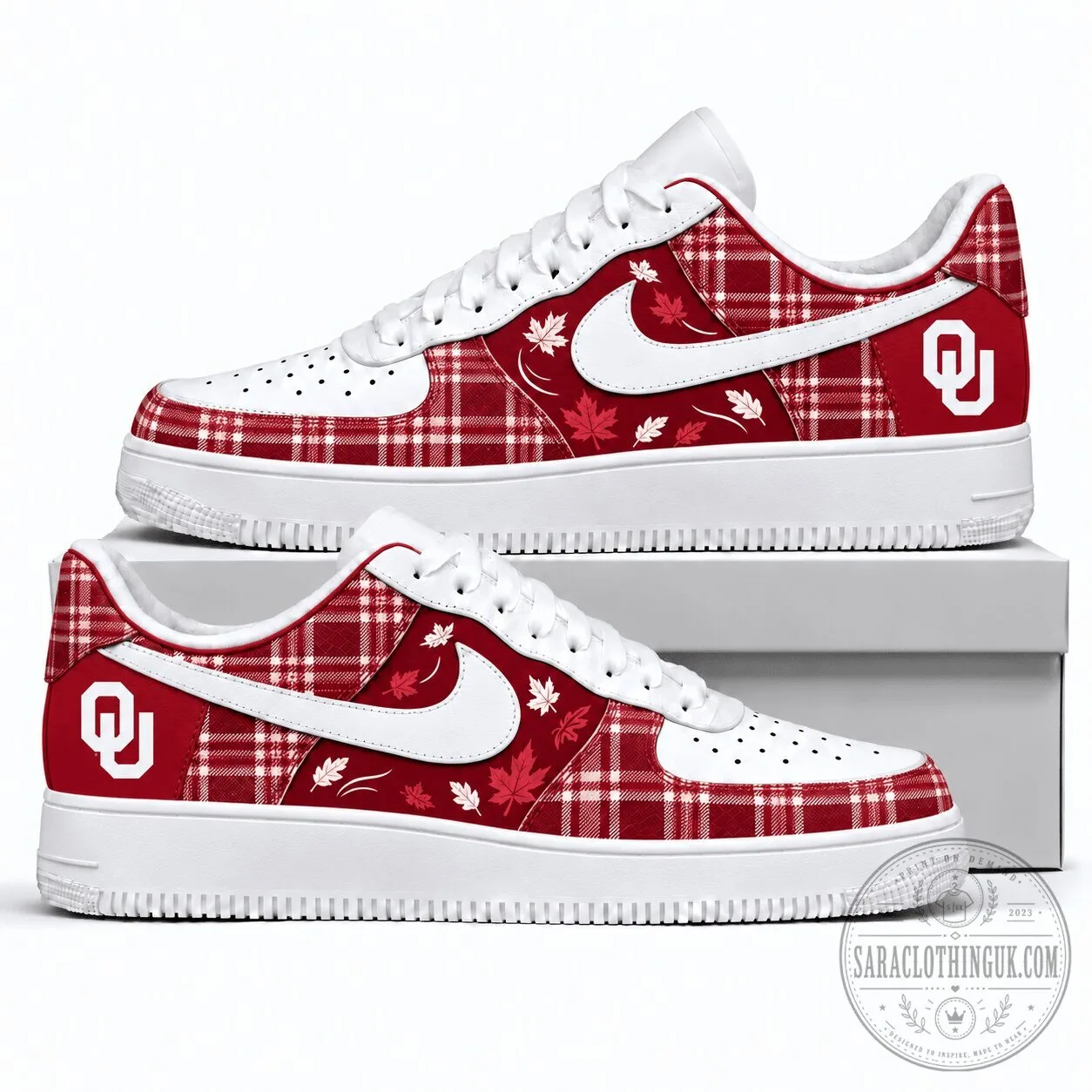 Oklahoma Sooners Plaid Pattern Fall Season Sneakers 1 Oklahoma Sooners Plaid Pattern Fall Season Sneakers