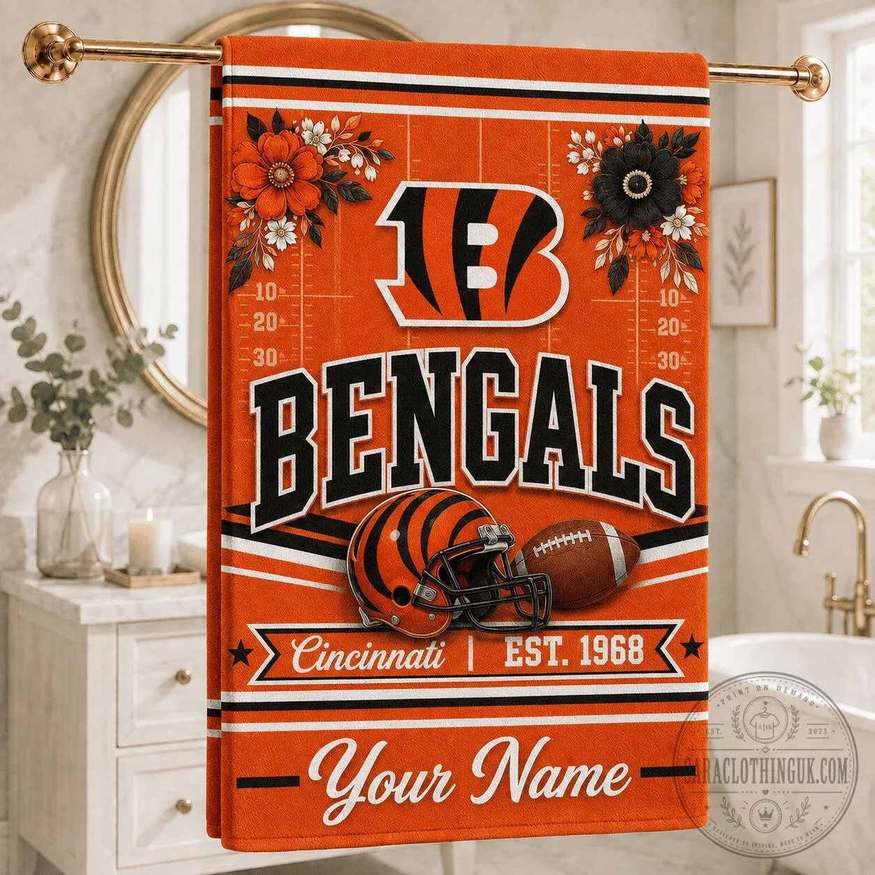 Cincinnati Bengals Football Team Personalized Bath Towel
