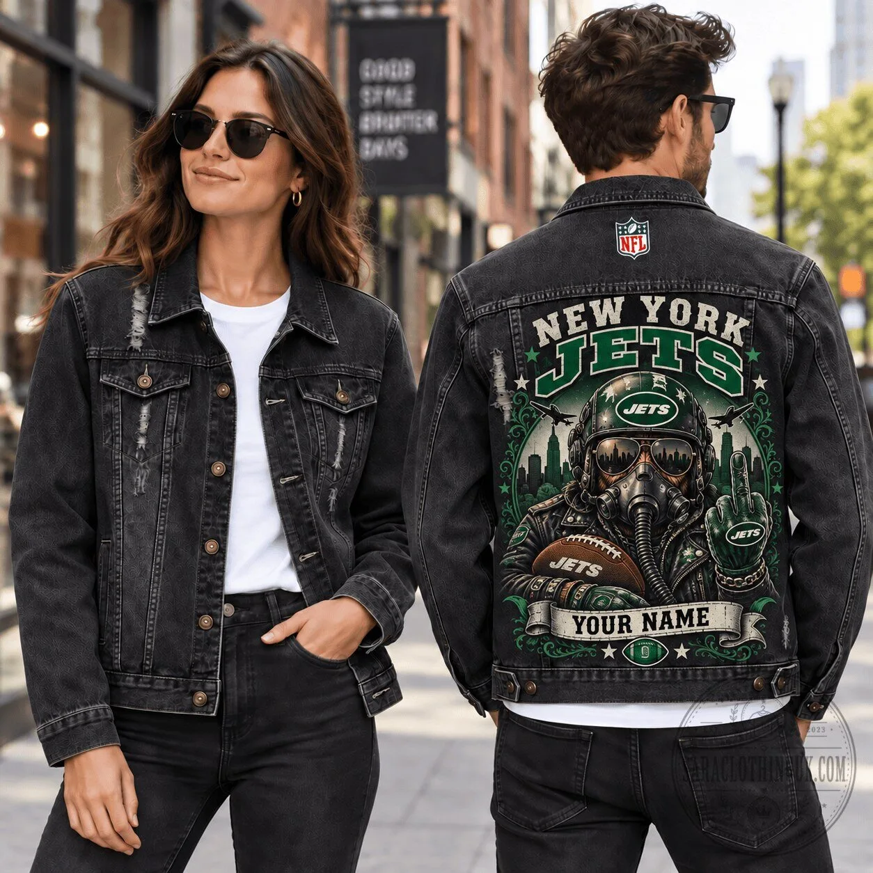 New York Jets National Football League Distressed Denim Jacket