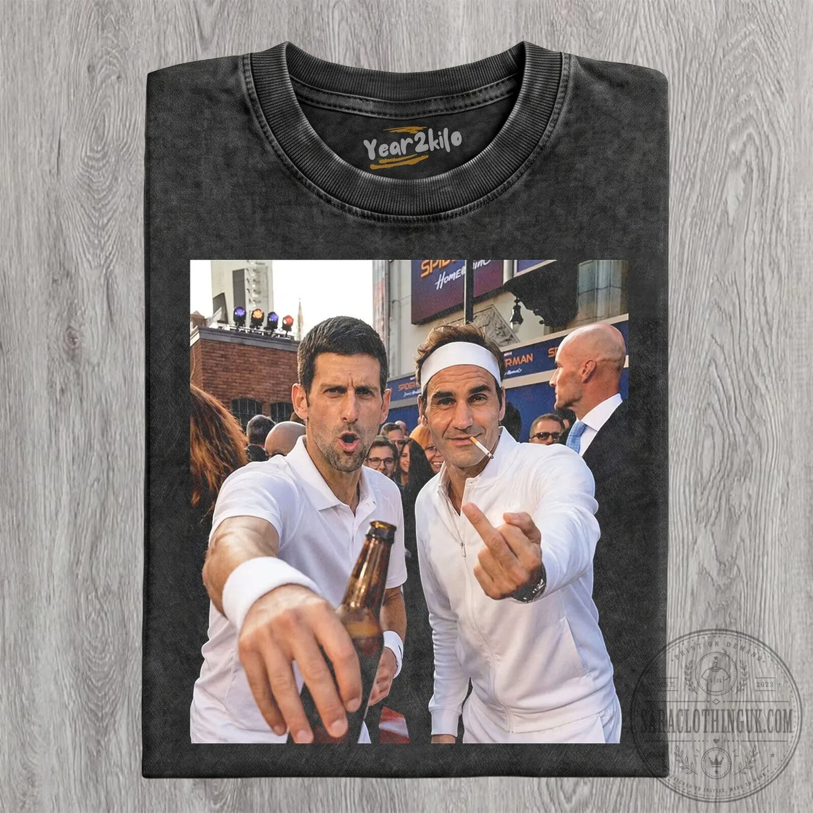 Novak Djokovic and Roger Federer Tennis Legends Funny Black T-Shirt