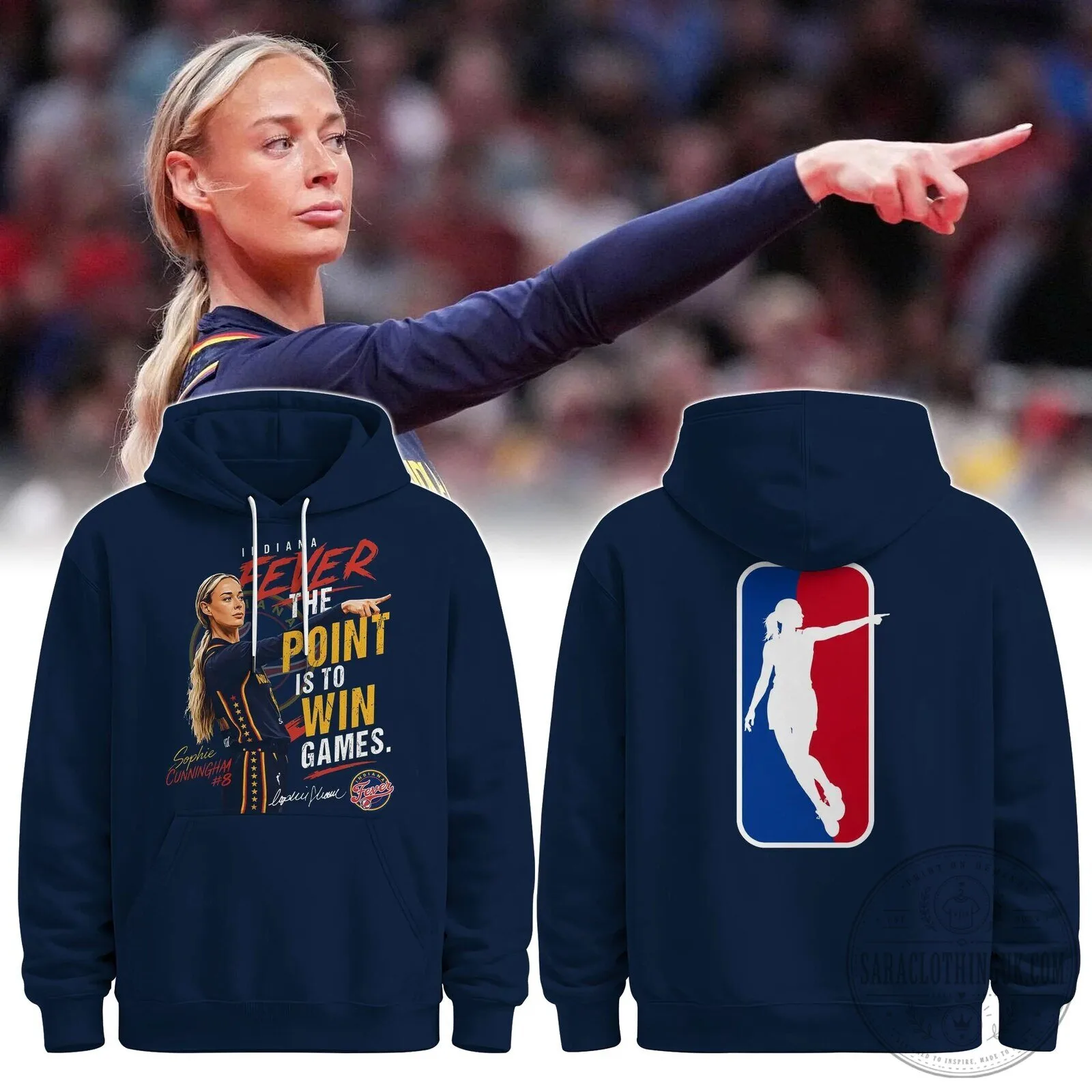 Indiana Fever Hoodie - The Point Is To Win Games by Sophie Cunningham