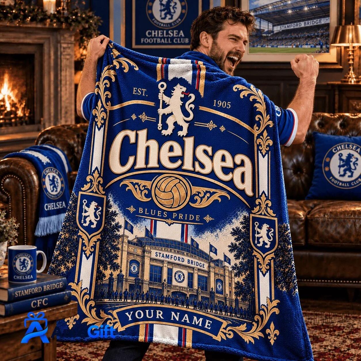 Chelsea Football Club Stamford Bridge Stadium Blues Pride Fleece Blanket