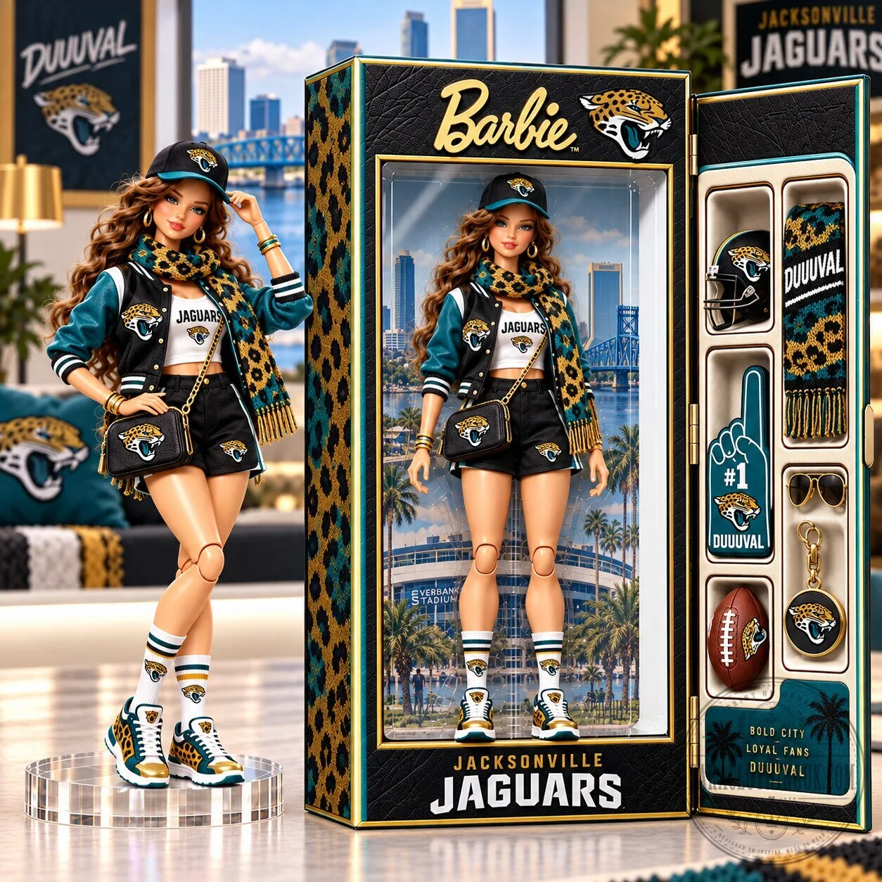 Jacksonville Jaguars Barbie Doll Collectible Figurine with Accessories