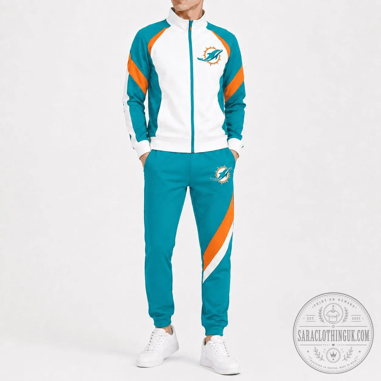 Miami Dolphins National Football League Team Logo Tracksuit Jacket and Jogger Pants Set