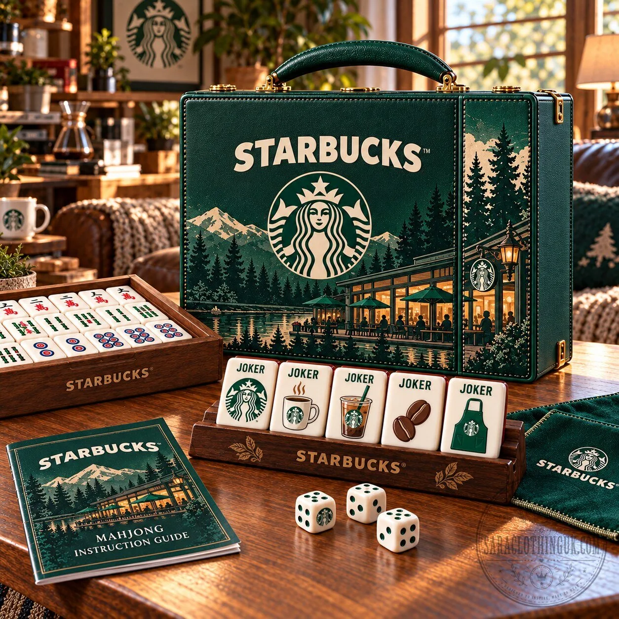 Starbucks Premium Mahjong Game Set with Instruction Guide and Dice 3 Starbucks Premium Mahjong Game Set with Instruction Guide and Dice