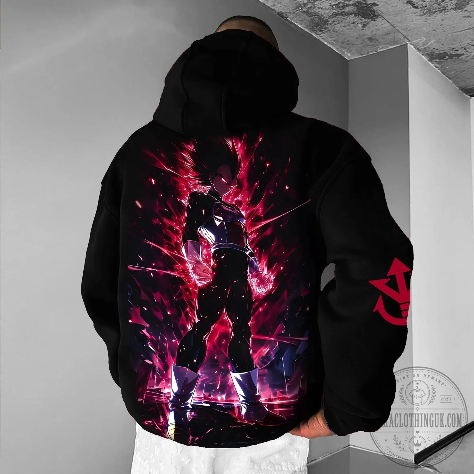 Dragon Ball Z Super Saiyan Vegeta Anime Graphic Black Pullover Hoodie