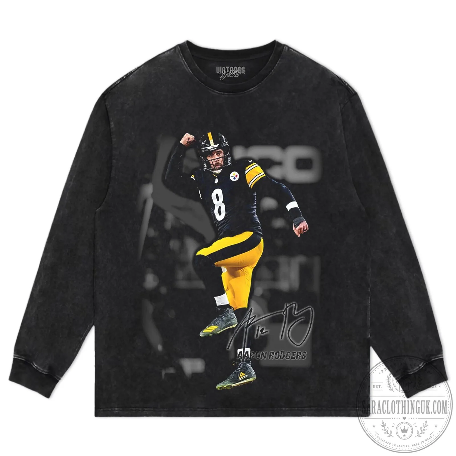 Graphic T-Shirt featuring Aaron Rodgers as a Pittsburgh Steelers Football Player 12 Graphic T-Shirt featuring Aaron Rodgers as a Pittsburgh Steelers Football Player