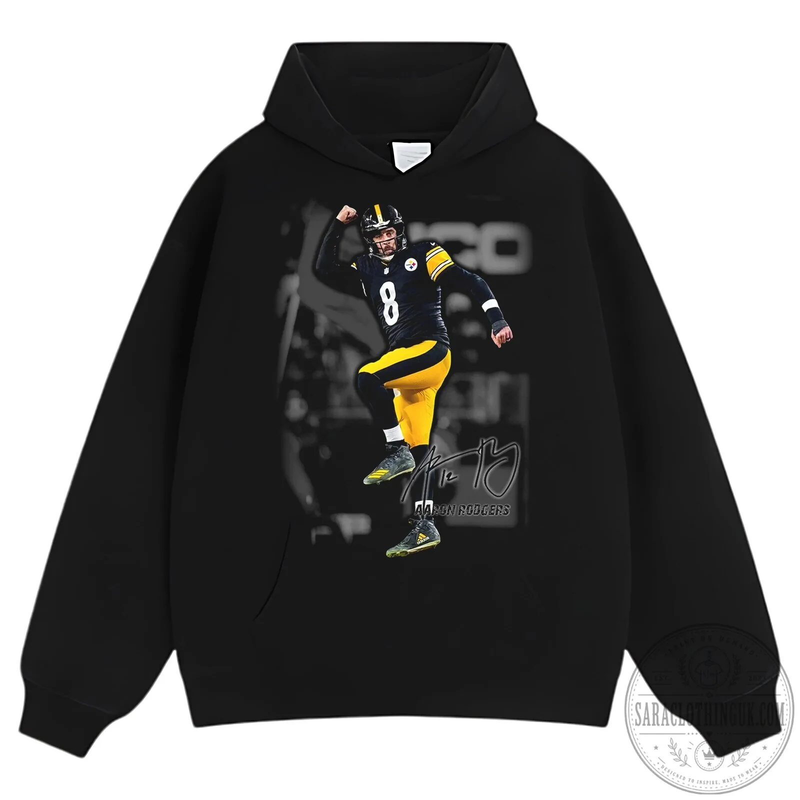 Graphic T-Shirt featuring Aaron Rodgers as a Pittsburgh Steelers Football Player 13 Graphic T-Shirt featuring Aaron Rodgers as a Pittsburgh Steelers Football Player