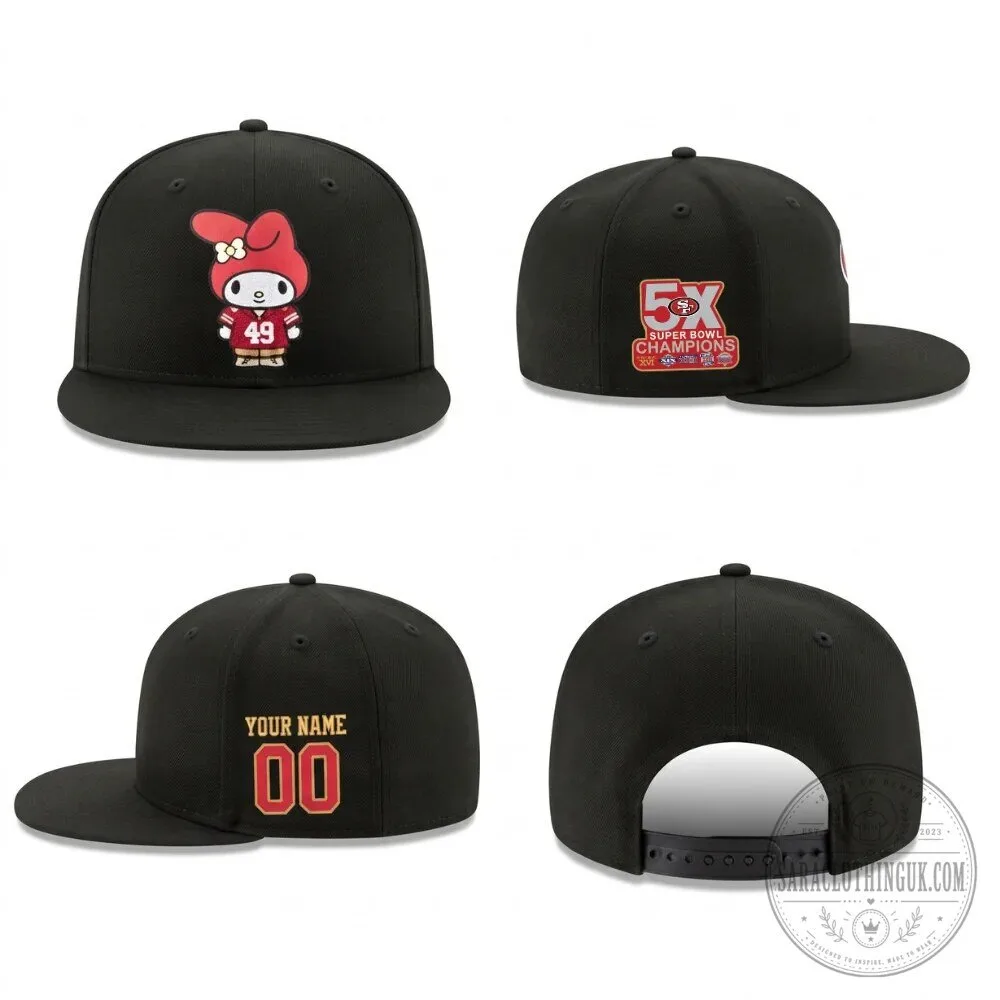 San Francisco 49ers My Melody Personalized Super Bowl Champions Cap Hat 2 San Francisco 49ers My Melody Personalized Super Bowl Champions Cap Hat