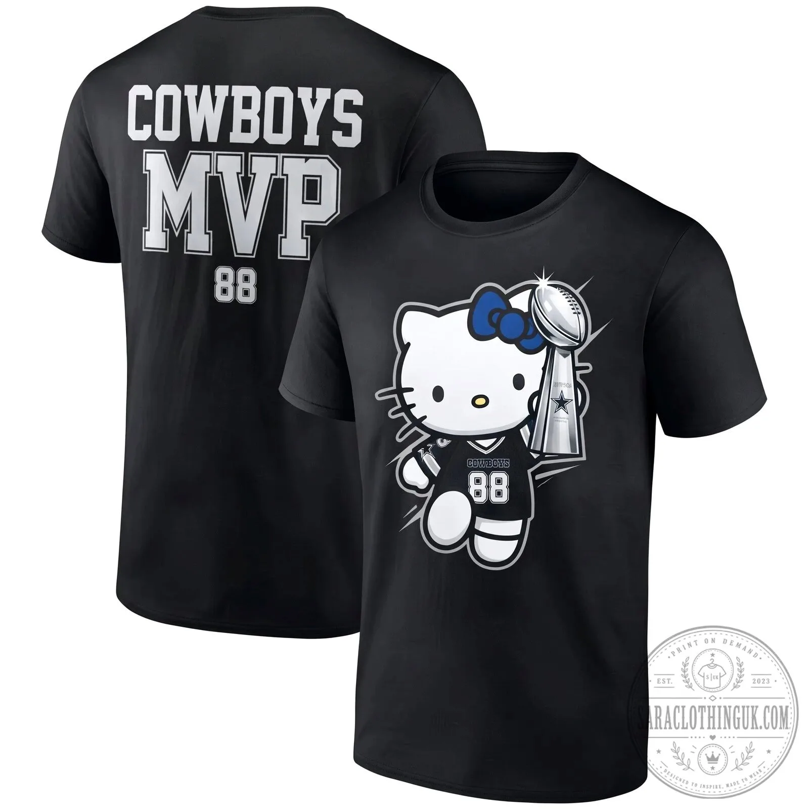 Hello Kitty Dallas Cowboys Super Bowl Champions Football T-Shirt