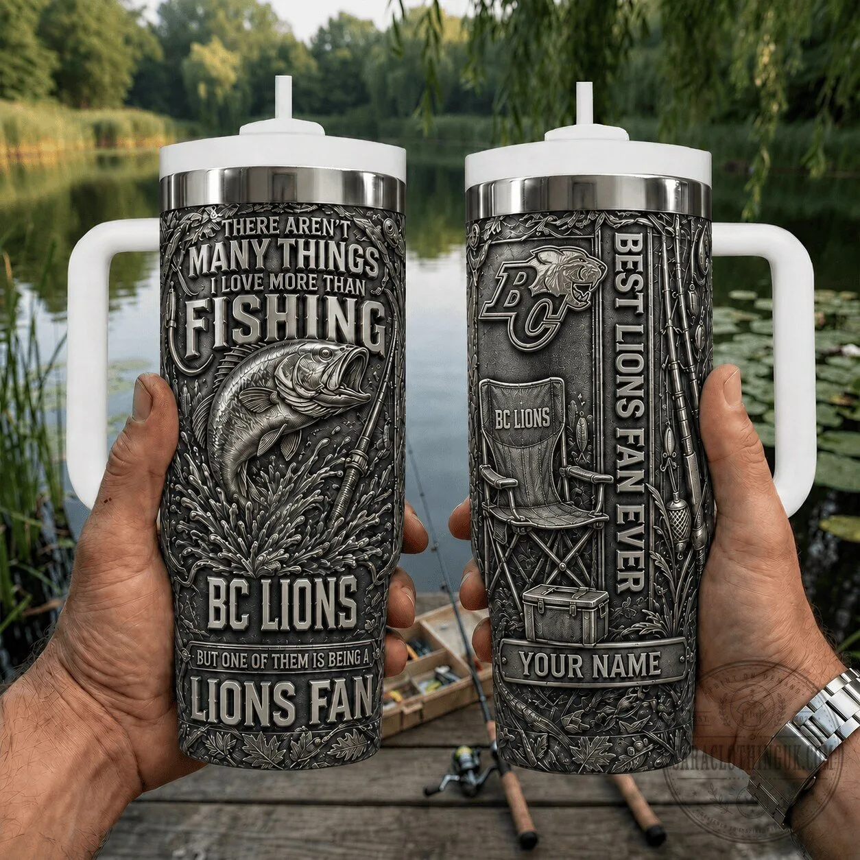 BC Lions Fishing Fan Personalized Stainless Steel Tumbler 1 BC Lions Fishing Fan Personalized Stainless Steel Tumbler