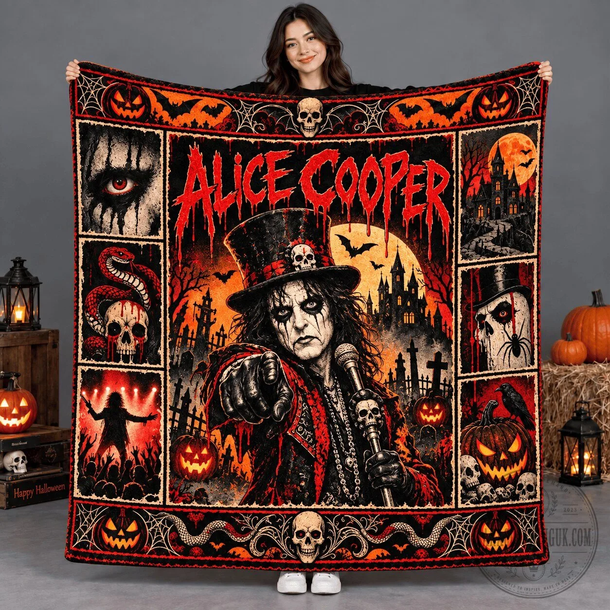 Alice Cooper Halloween Horror Rock Music Fleece Blanket