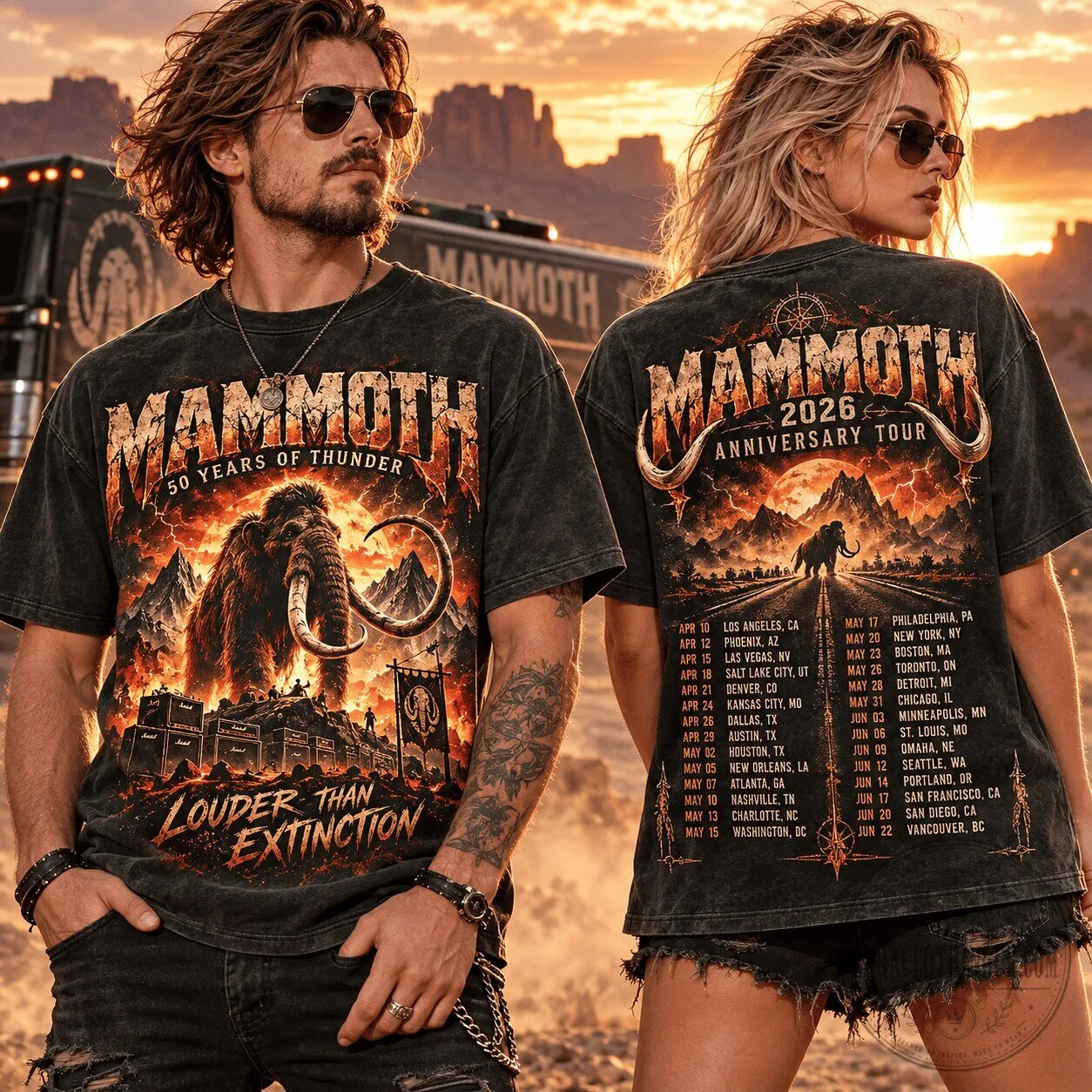Mammoth WVH 50 Years Of Thunder Anniversary Tour 2026 Rock Band Concert T-Shirt