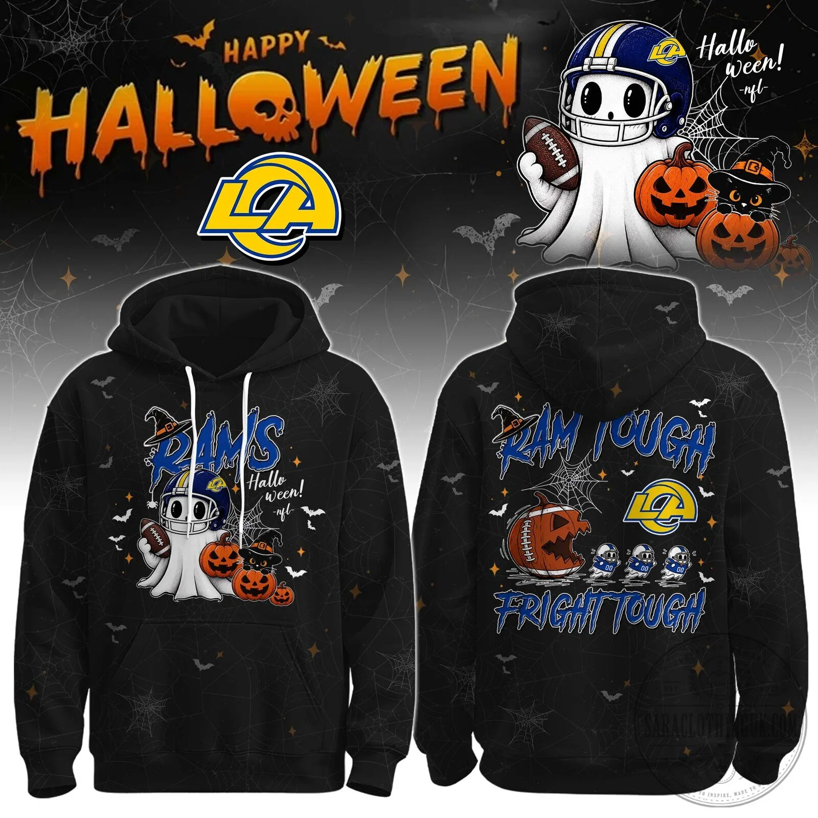 Los Angeles Rams Halloween Ghost Football Player Hoodie 1 Los Angeles Rams Halloween Ghost Football Player Hoodie