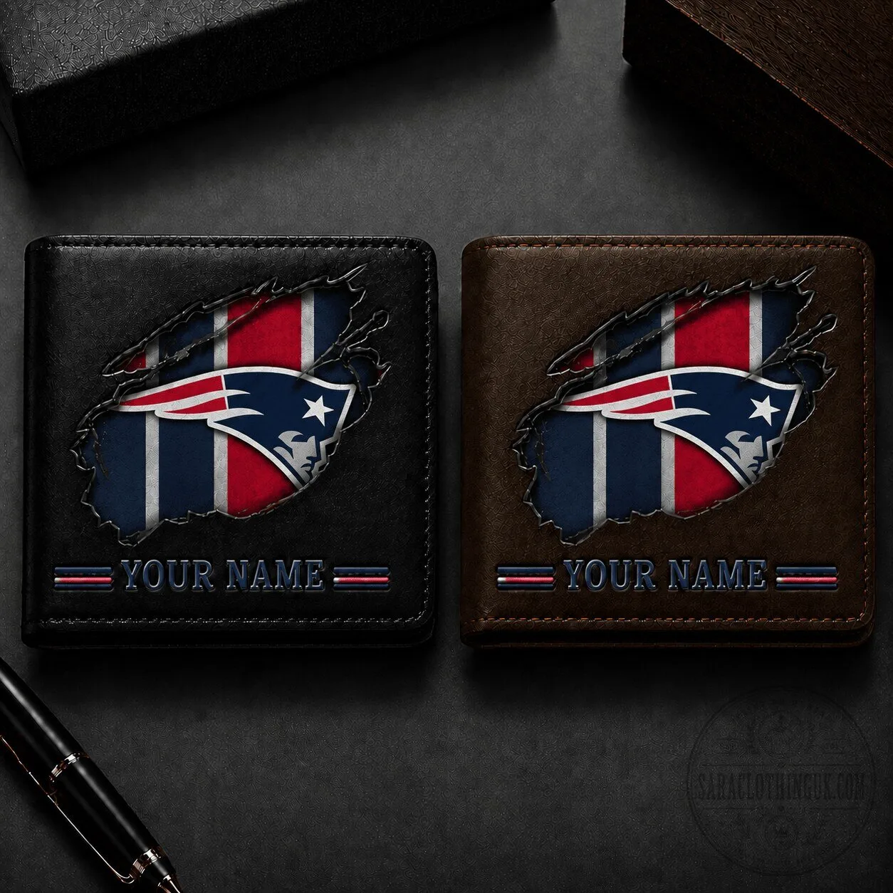 New England Patriots Custom Name Faux Leather Wallet for Men 1 New England Patriots Custom Name Faux Leather Wallet for Men