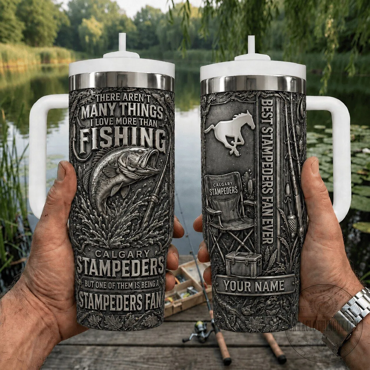 Calgary Stampeders Fishing Fan Personalized Stainless Steel Tumbler