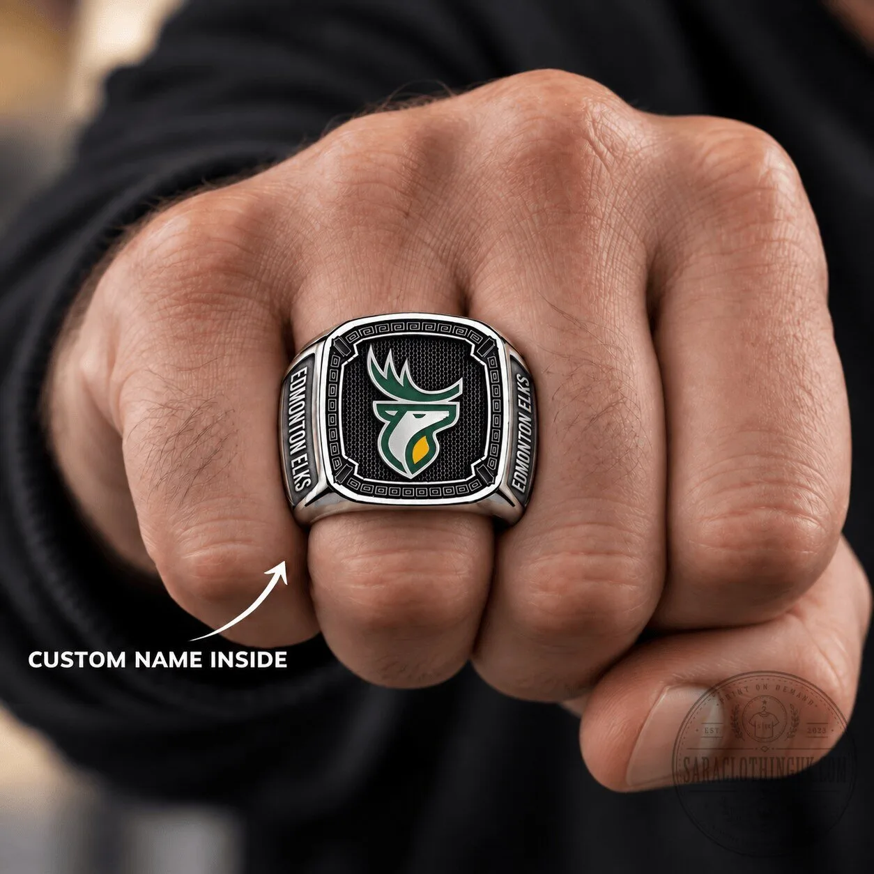 Edmonton Elks Canadian Football League Men's Custom Engraved Ring