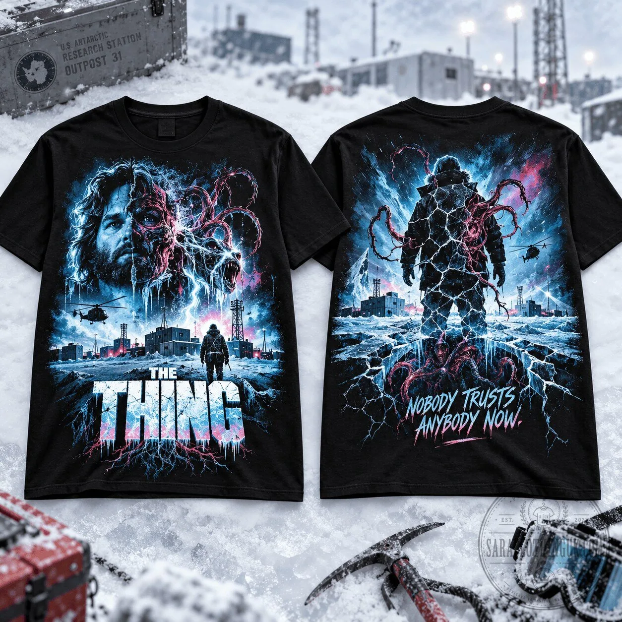 The Thing Movie Poster Design Horror Film Fan T-Shirt