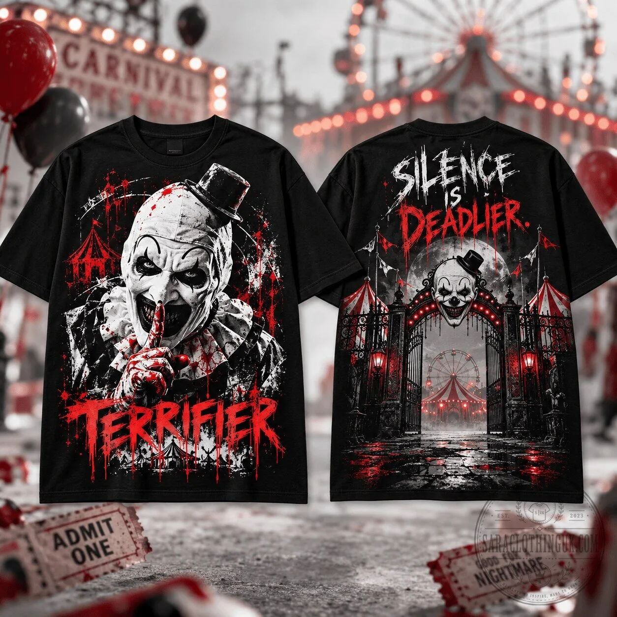 Terrifier Art the Clown Silence Is Deadlier Horror Movie T-Shirt 6 Terrifier Art the Clown Silence Is Deadlier Horror Movie T-Shirt