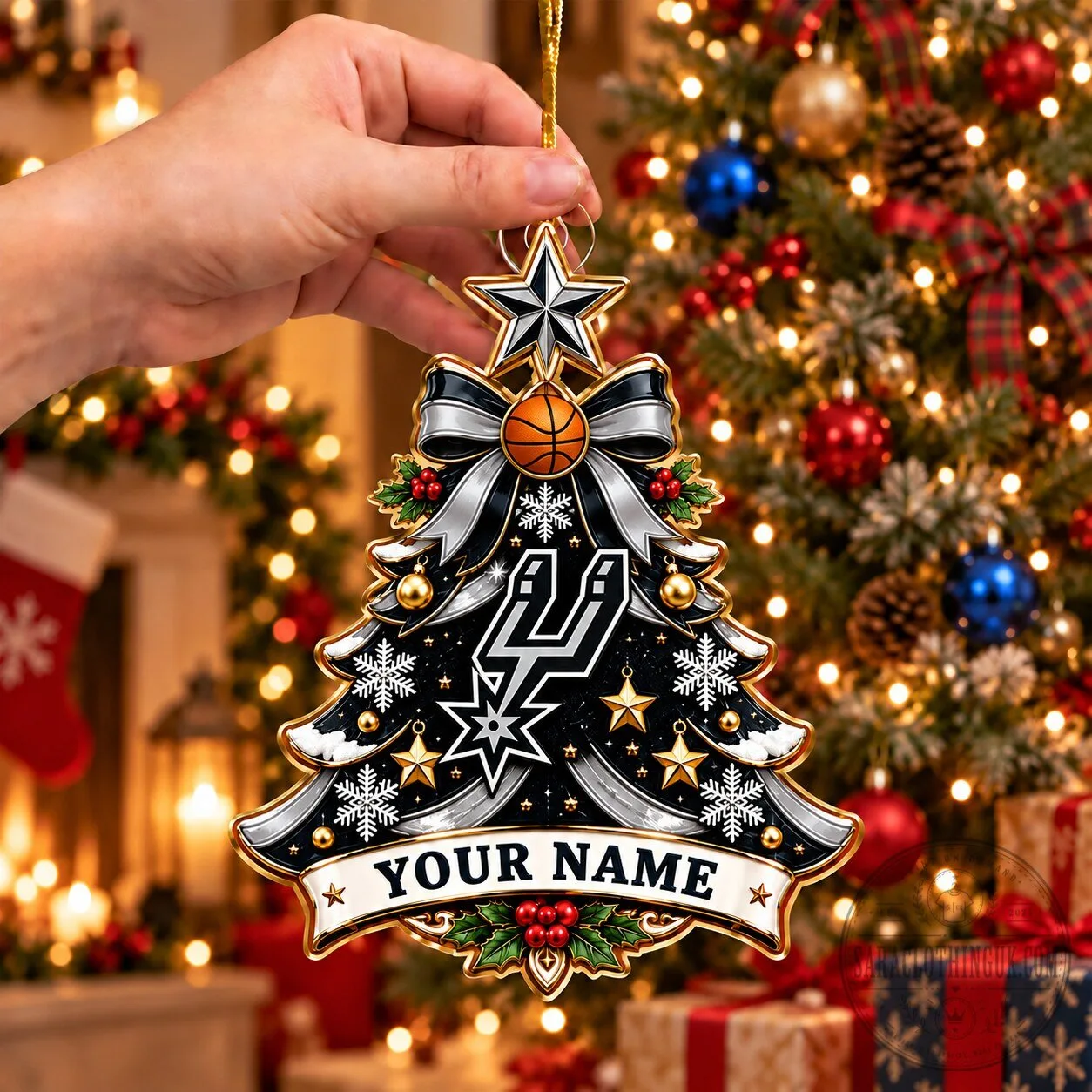 San Antonio Spurs Basketball Christmas Tree Ornament Custom Name Decoration 1 San Antonio Spurs Basketball Christmas Tree Ornament Custom Name Decoration
