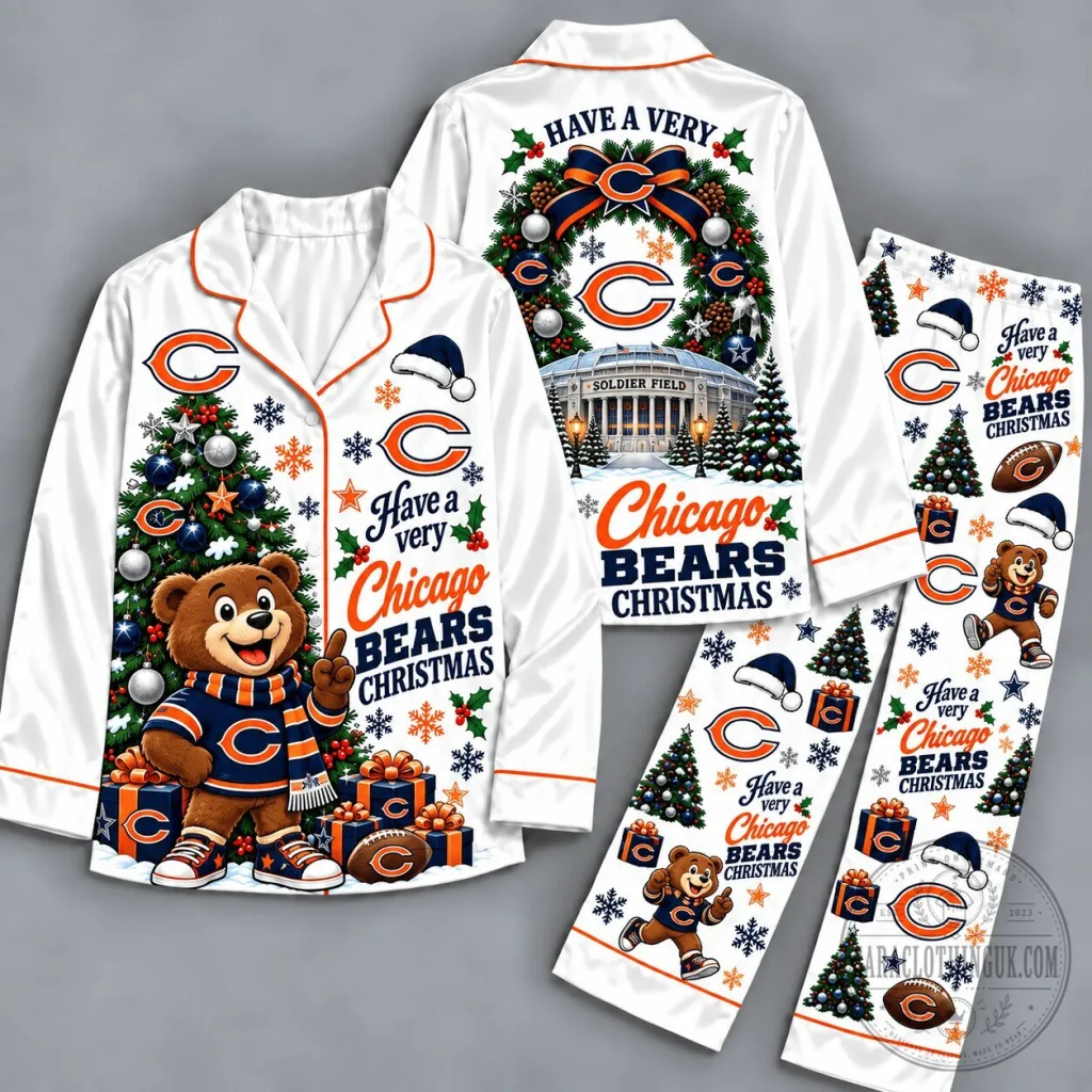 Chicago Bears Christmas Holiday Winter Season Pajamas Set Chicago Bears Christmas Holiday Winter Season Pajamas Set