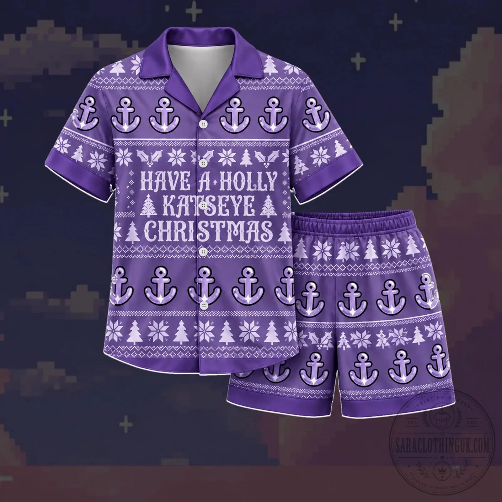 Have A Holly Katseye Christmas Ugly Sweater Pajama Set