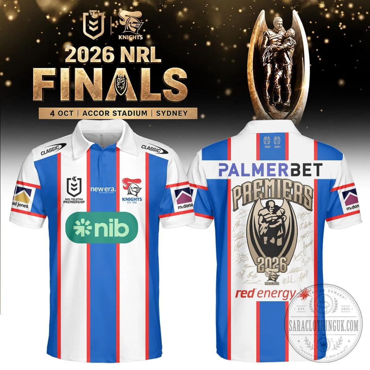Newcastle Knights 2026 National Rugby League Finals Premiers Polo Shirt 2 Newcastle Knights 2026 National Rugby League Finals Premiers Polo Shirt