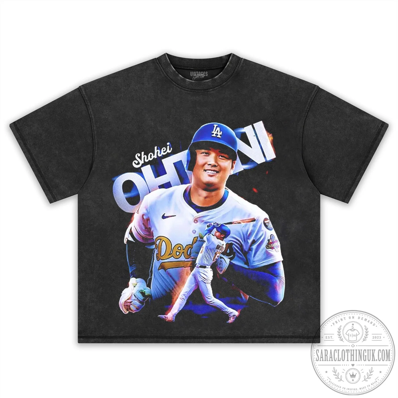 Shohei Ohtani Los Angeles Dodgers Baseball Player Graphic Black T-Shirt 9 Shohei Ohtani Los Angeles Dodgers Baseball Player Graphic Black T-Shirt