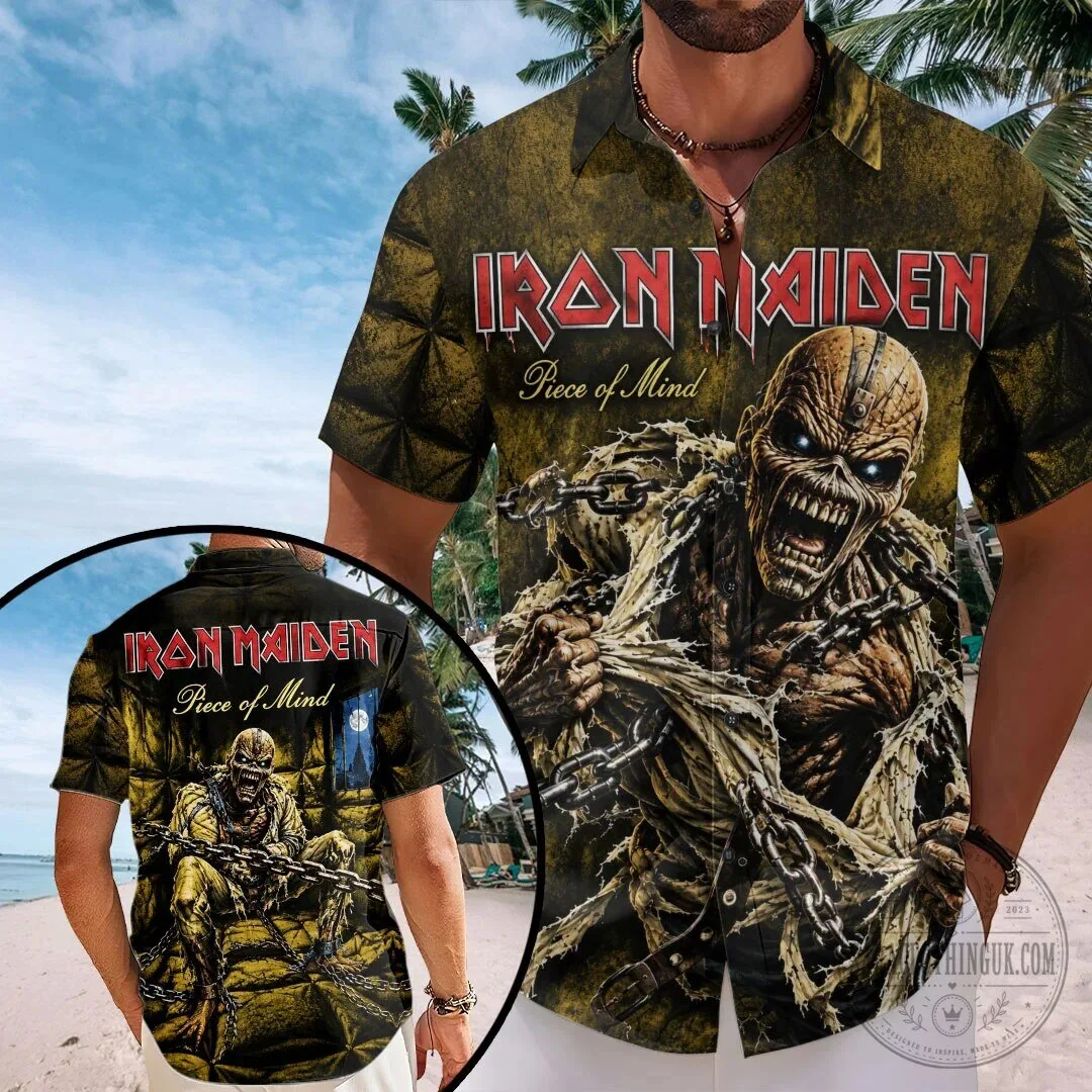 Hawaiian Shirt with Piece of Mind Album Art by Iron Maiden