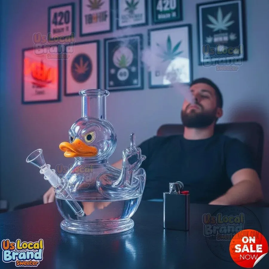 Angry Duck Glass Bong with Middle Finger Design for Smoking