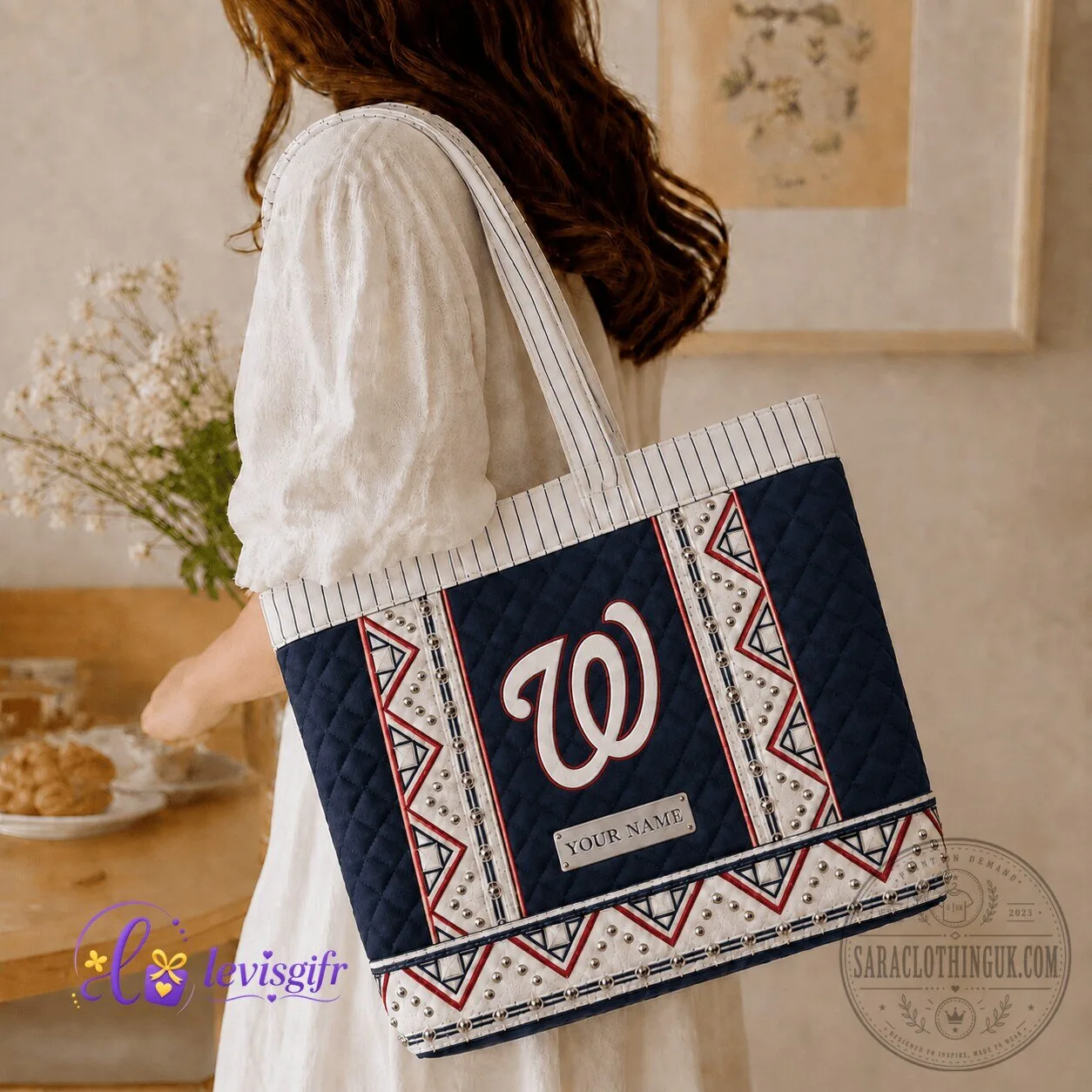 Washington Nationals Baseball Team Quilted Tote Bag Personalized Gift
