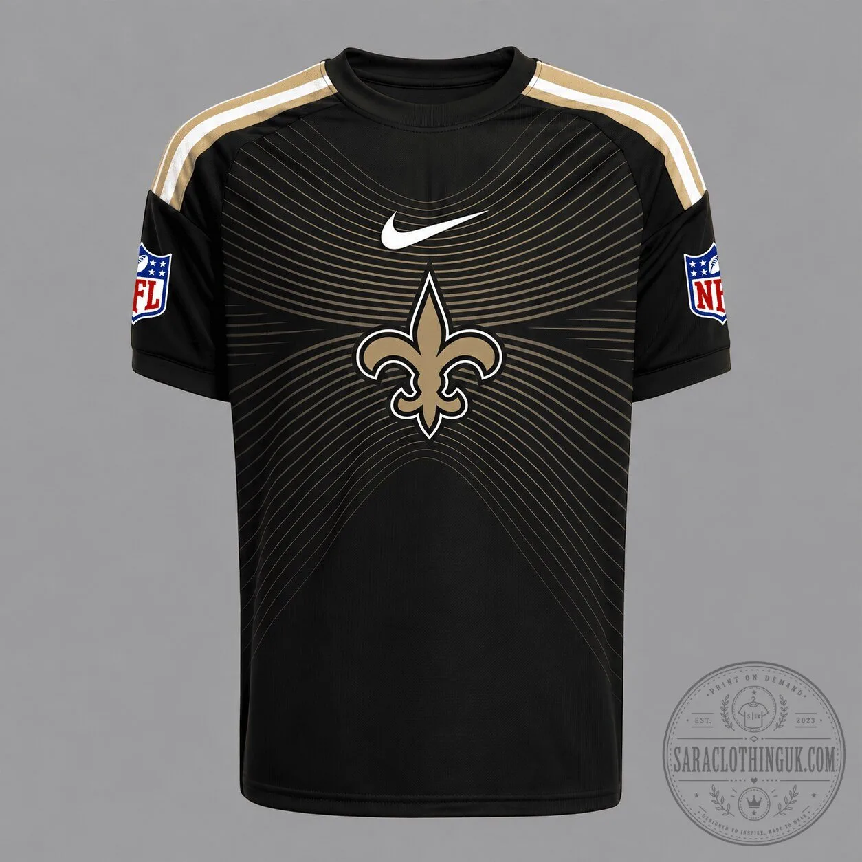 New Orleans Saints Black and Gold Fleur de Lis NFL Fan Jersey