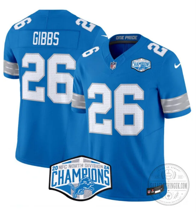 Jahmyr Gibbs Detroit Lions 2024 NFC North Division Champions Football Jersey