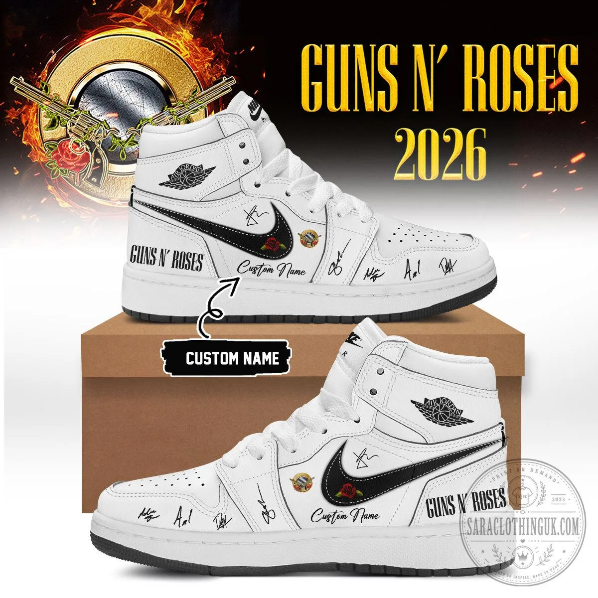 High Top Sneakers with Custom Name for Guns N' Roses World Tour 2026