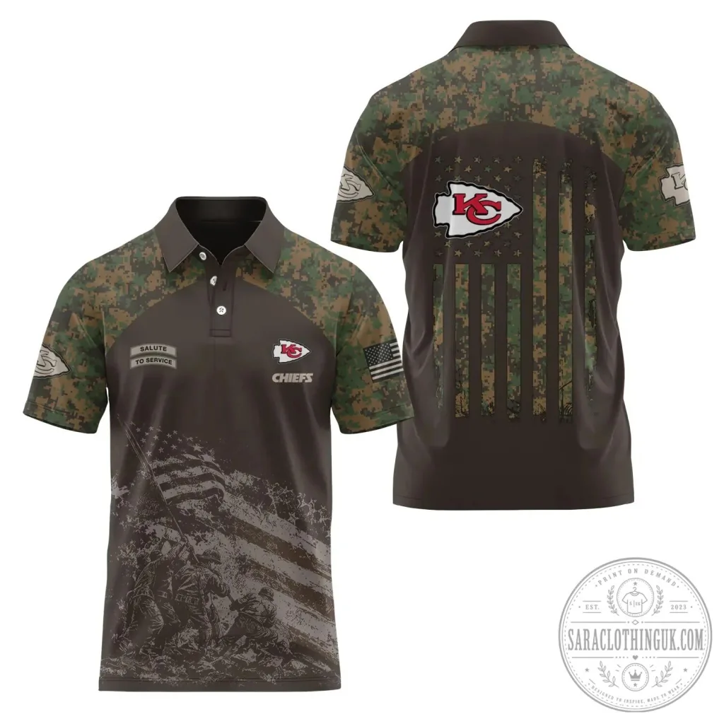 Kansas City Chiefs Salute To Service Military Camouflage Polo Shirt Kansas City Chiefs Salute To Service Military Camouflage Polo Shirt