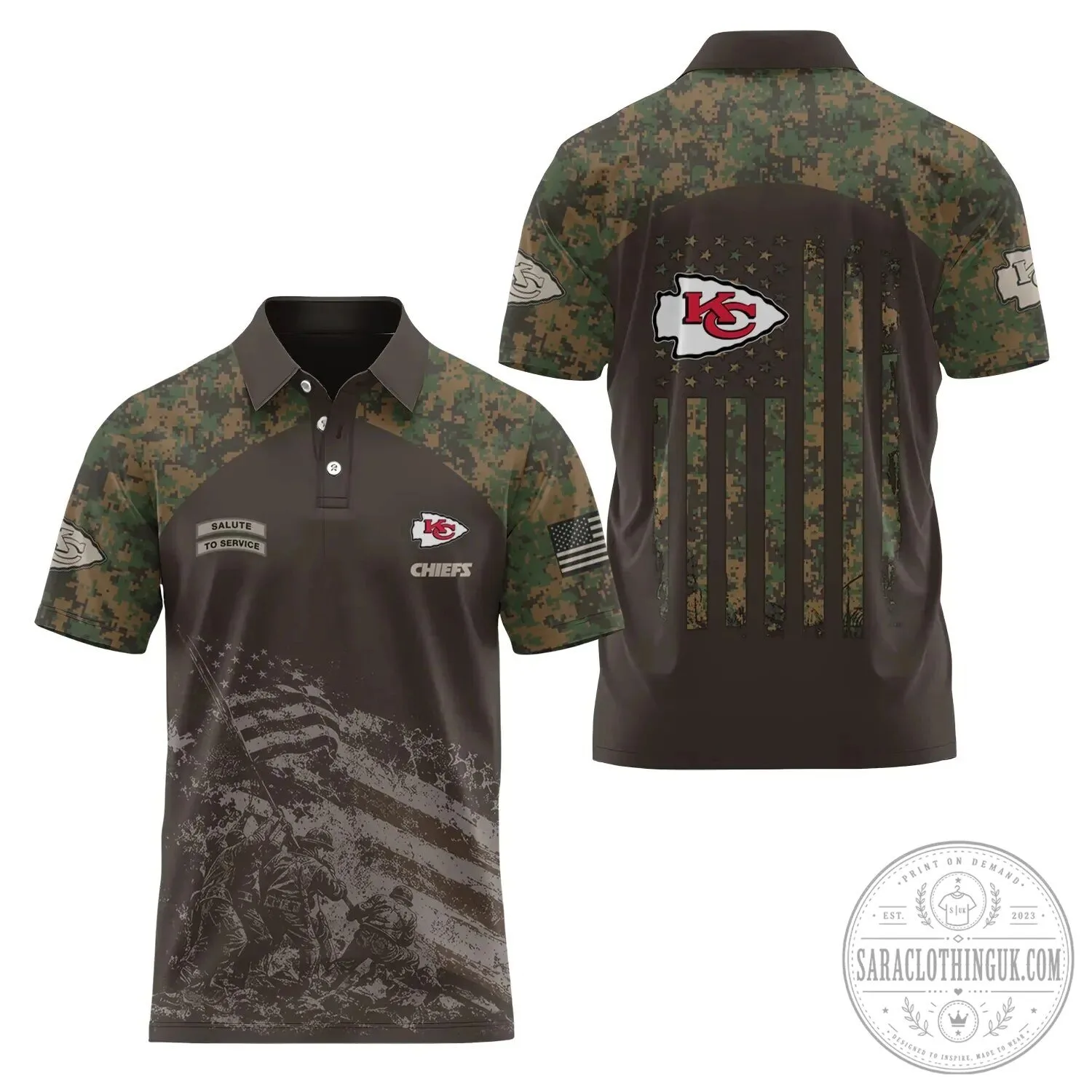 Kansas City Chiefs Salute To Service Military Camouflage Polo Shirt