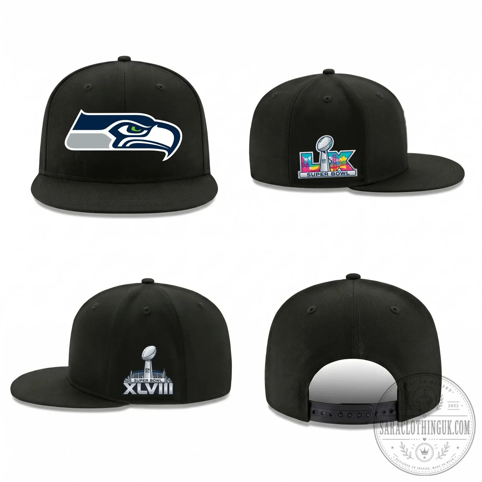 Seattle Seahawks Super Bowl XLVIII Champions Black Snapback Cap Hat