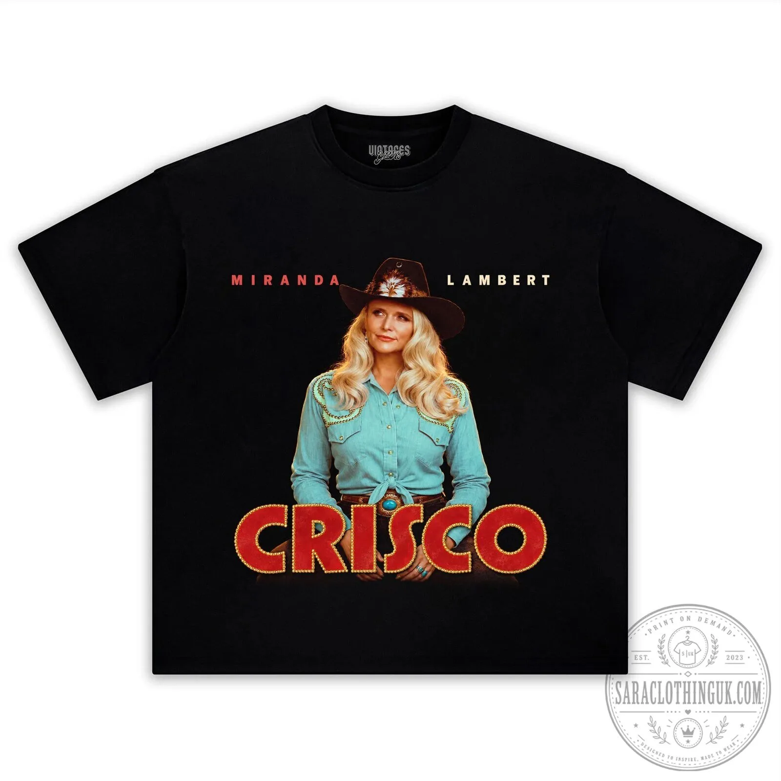 Miranda Lambert Crisco Country Music Star Black Graphic T-Shirt