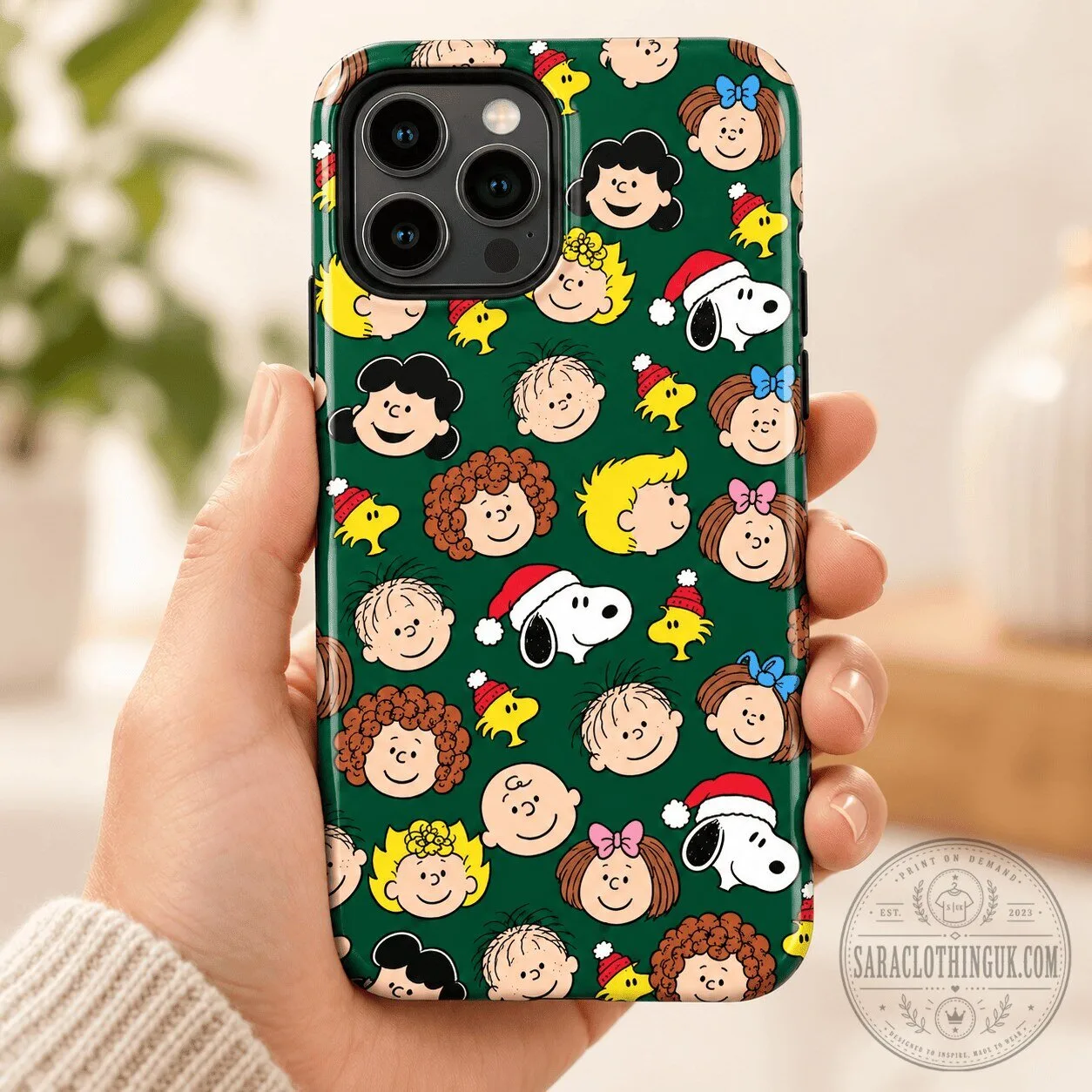 Snoopy and Friends Holiday Green Pattern iPhone Case